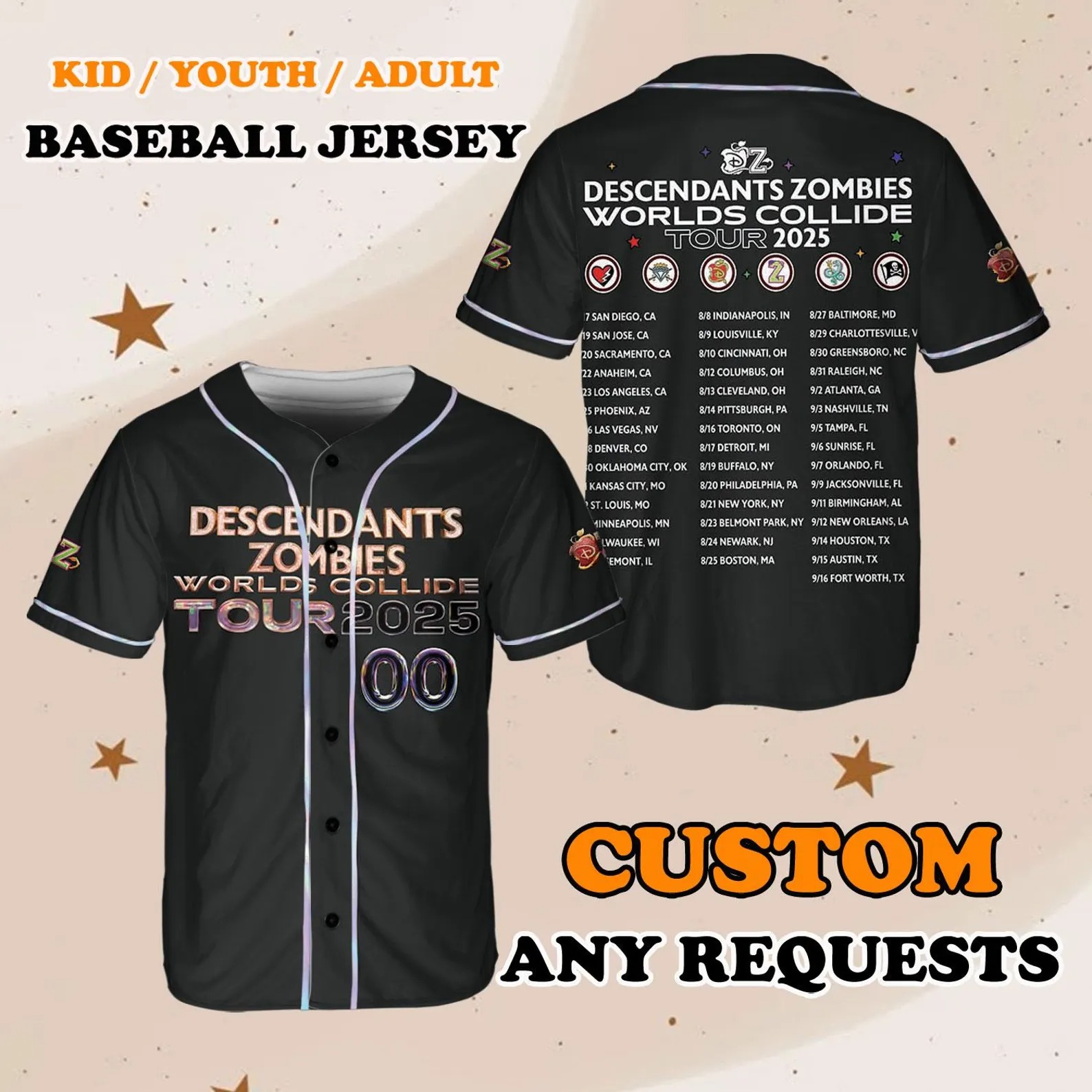 Descendants Zombies Summer Tour Jersey, Worlds Collide Tour Jersey, Descendants Zombies Shirt, Descendants Zombies Worlds Collide Tour - Image 2