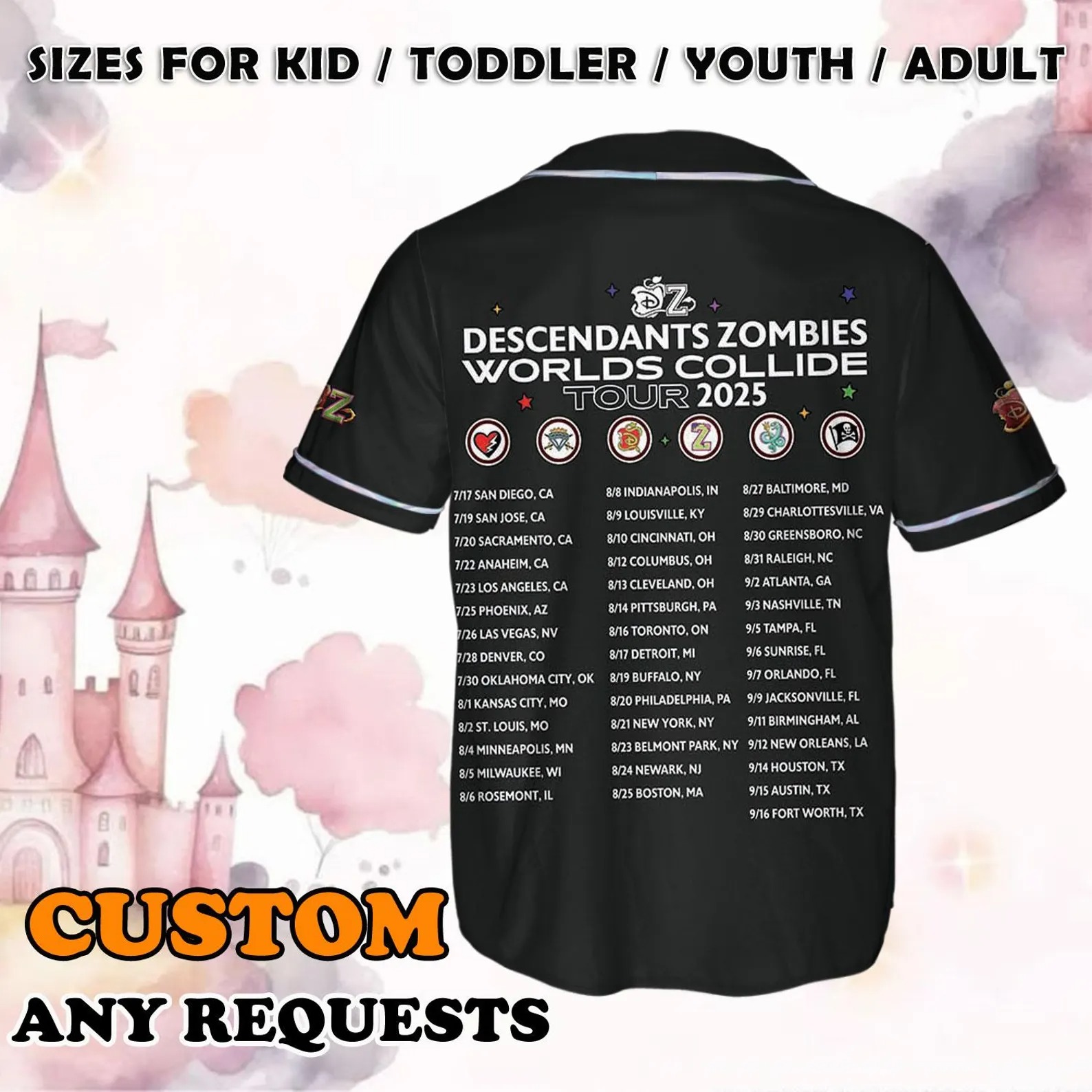 Descendants Zombies Summer Tour Jersey, Worlds Collide Tour Jersey, Descendants Zombies Shirt, Descendants Zombies Worlds Collide Tour - Image 4