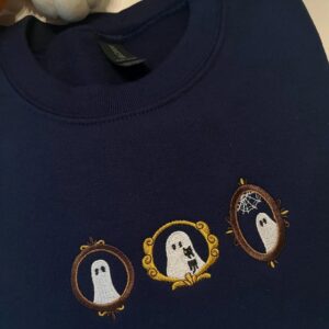 Embroidered Ghostly Portraits Glow In The Dark Sweatshirt