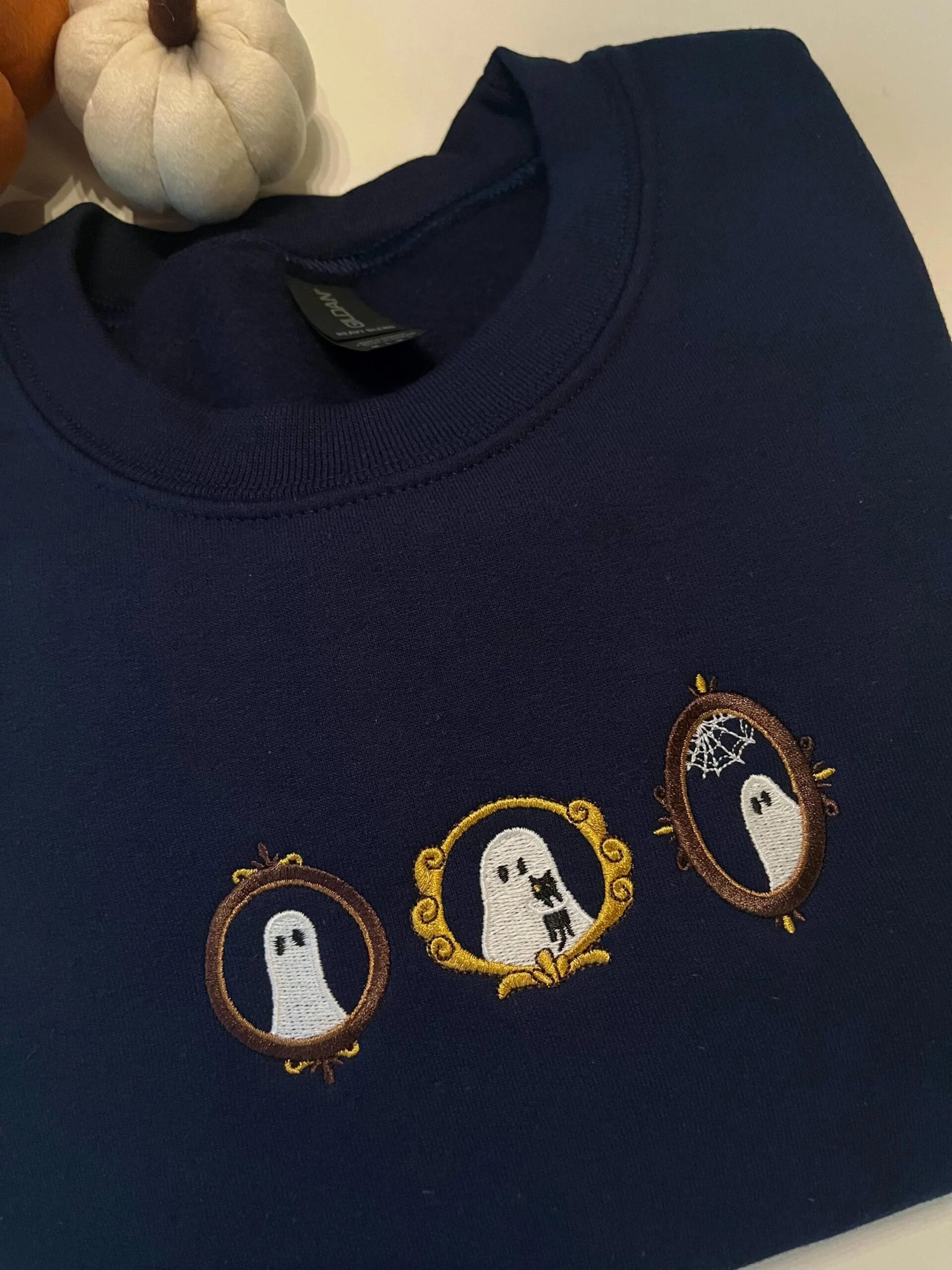 Embroidered Ghostly Portraits Glow In The Dark Sweatshirt