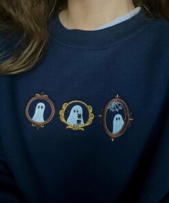 Alternative view of Embroidered Ghostly Portraits Glow In The Dark Sweatshirt