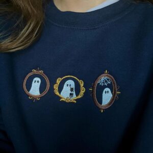 Alternative view of Embroidered Ghostly Portraits Glow In The Dark Sweatshirt