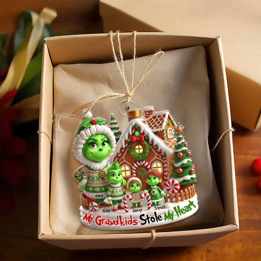 Personalized Grinch Monster Family Ornament, Funny Acrylic Holiday Decor, Custom Name Family Gift - Image 3