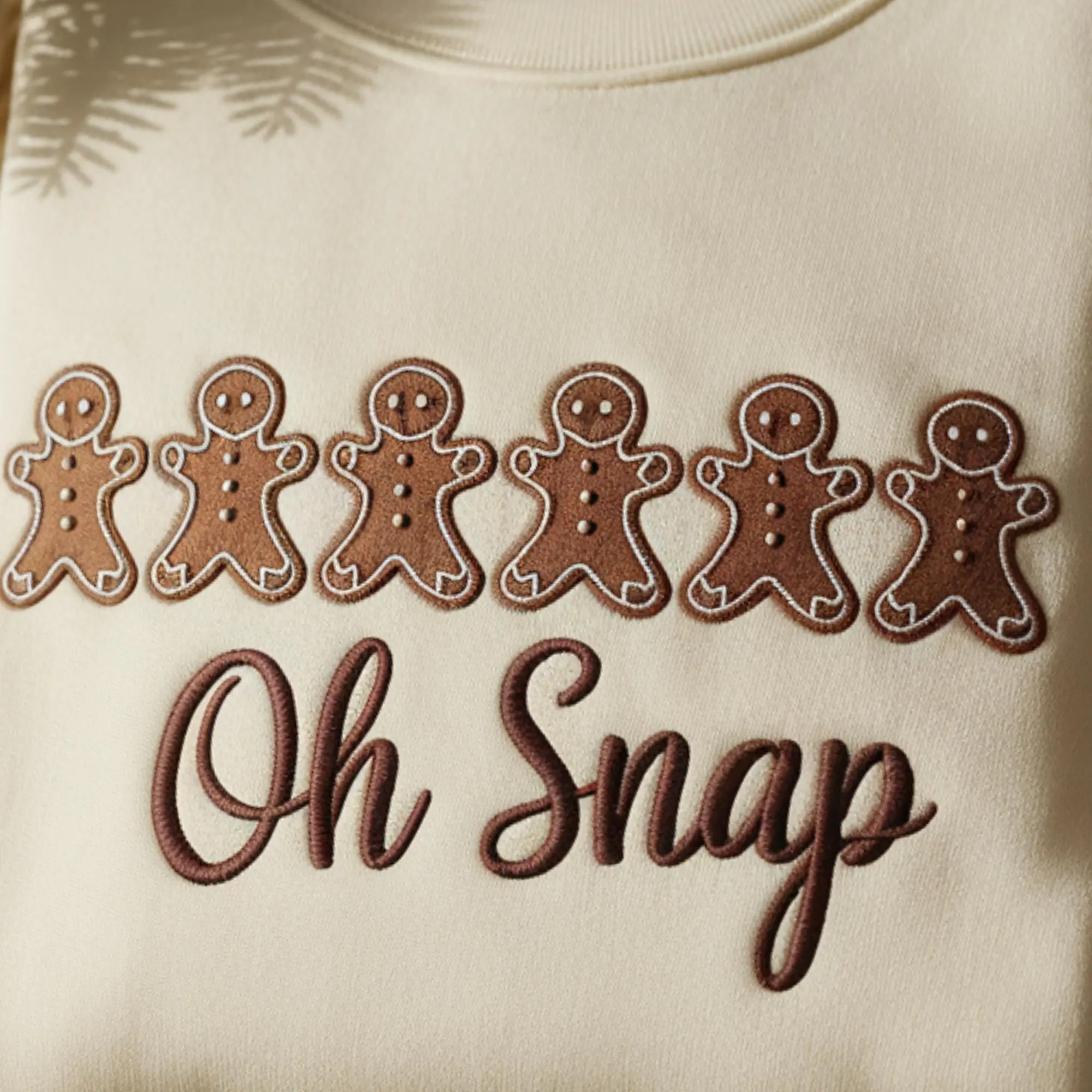 Gingerbread Embroidered Christmas Sweatshirt: Sparkly Holiday Crewneck - Image 3