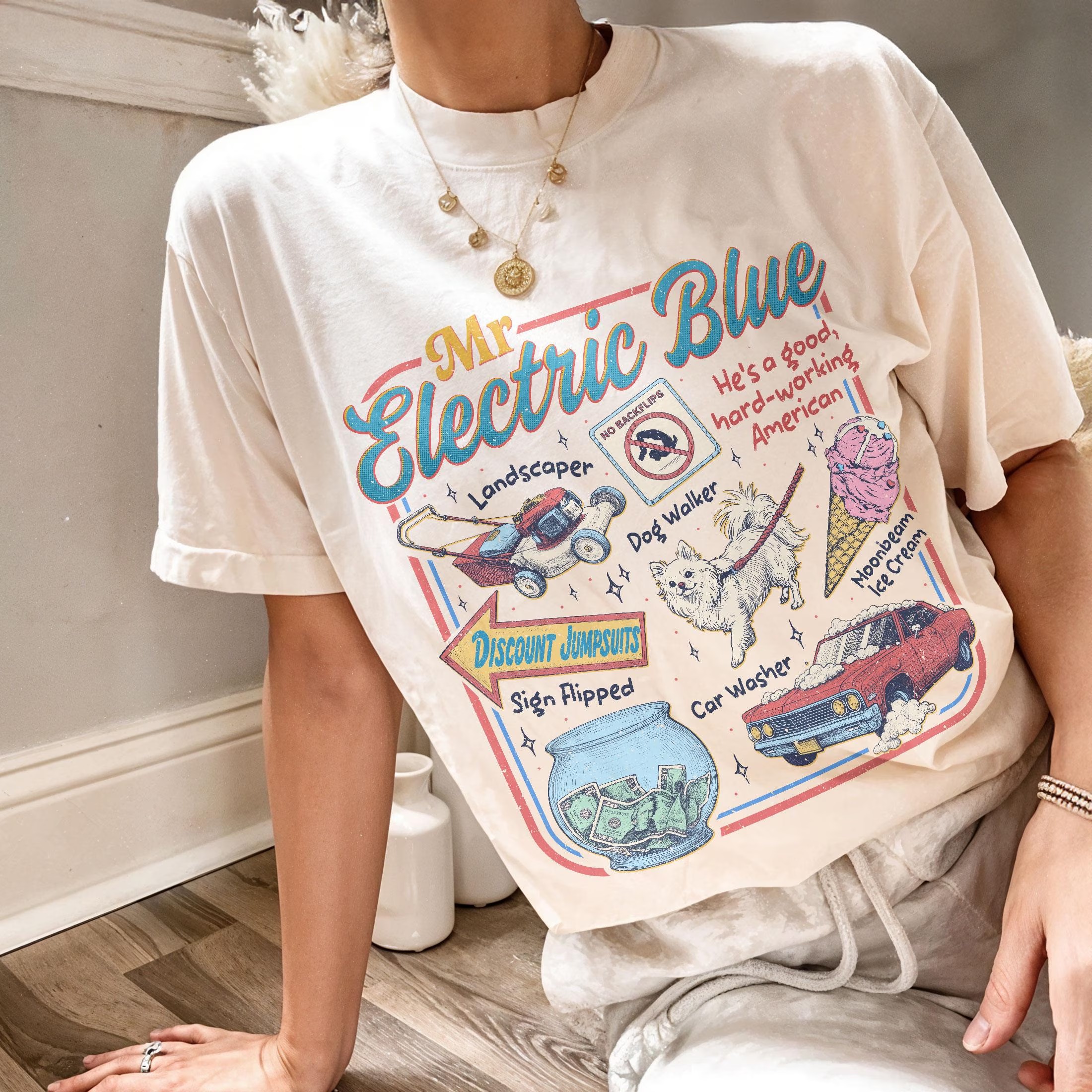 Mr Electric Blue T Shirt, Moonbeam Ice Cream Sweatshirt, America Concert Tour Tee, Tour Album 2025 Concert Tee - Image 2