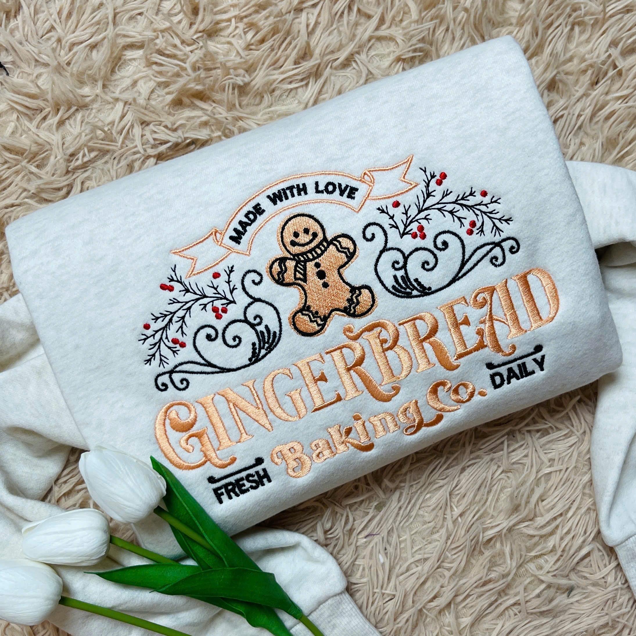 North Pole Gingerbread Embroidered Sweatshirt – Cozy Christmas Hoodie, Holiday Bakery Shirt, Matching Family Xmas Gift - Image 2