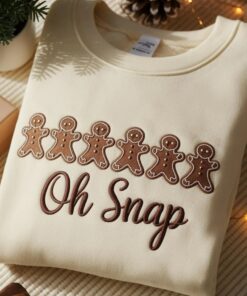 Gingerbread Embroidered Christmas Sweatshirt: Sparkly Holiday Crewneck