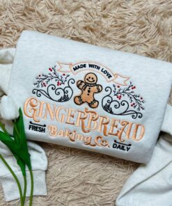 North Pole Gingerbread Embroidered Sweatshirt – Cozy Christmas Hoodie, Holiday Bakery Shirt, Matching Family Xmas Gift