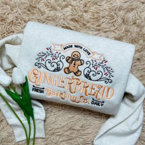 North Pole Gingerbread Embroidered Sweatshirt – Cozy Christmas Hoodie, Holiday Bakery Shirt, Matching Family Xmas Gift