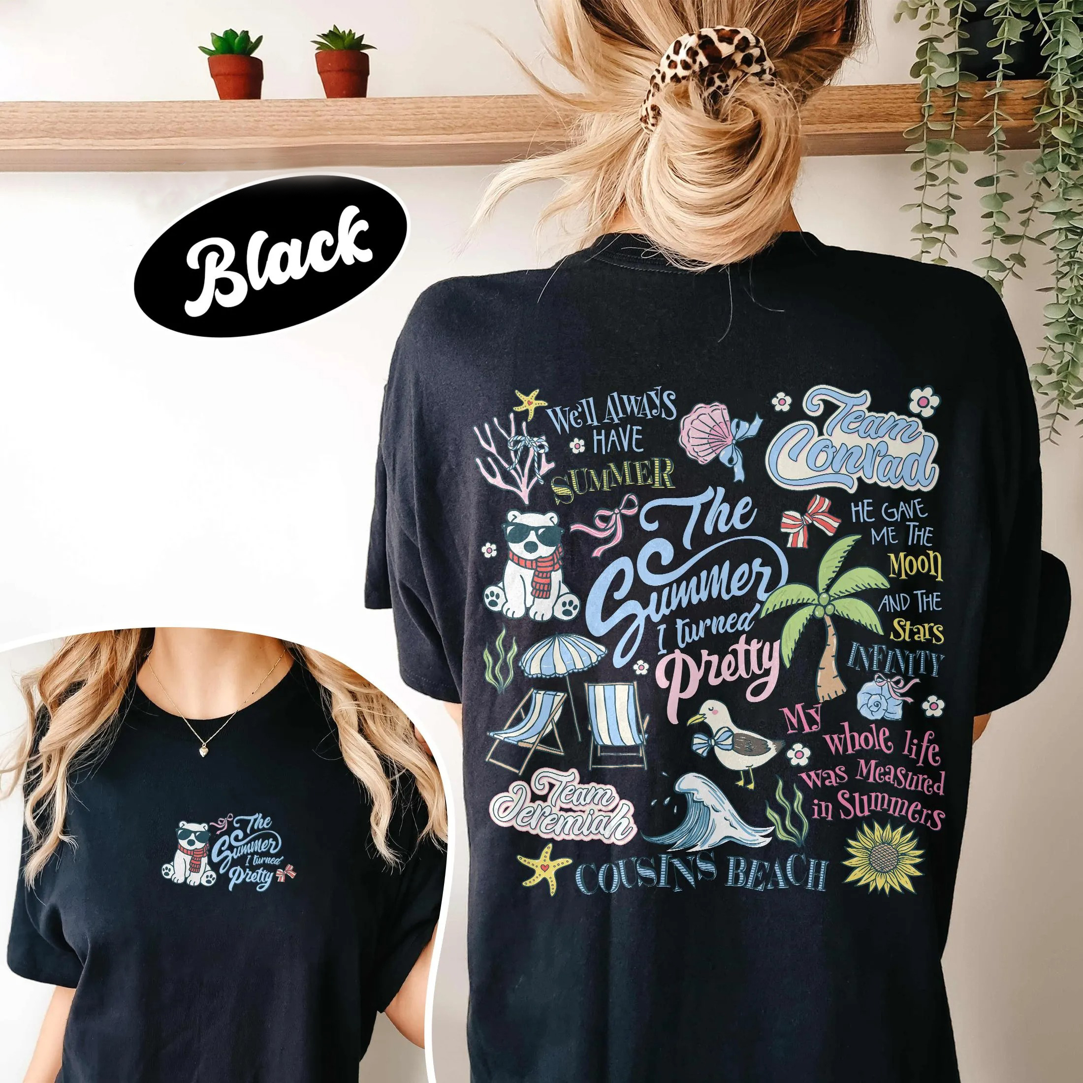 Summer I Turned Pretty 2 Sided Shirt, Team Conrad Team Jeremiah, Cousins Beach Tee, Summer Vibes, Bookish Merch - Image 6