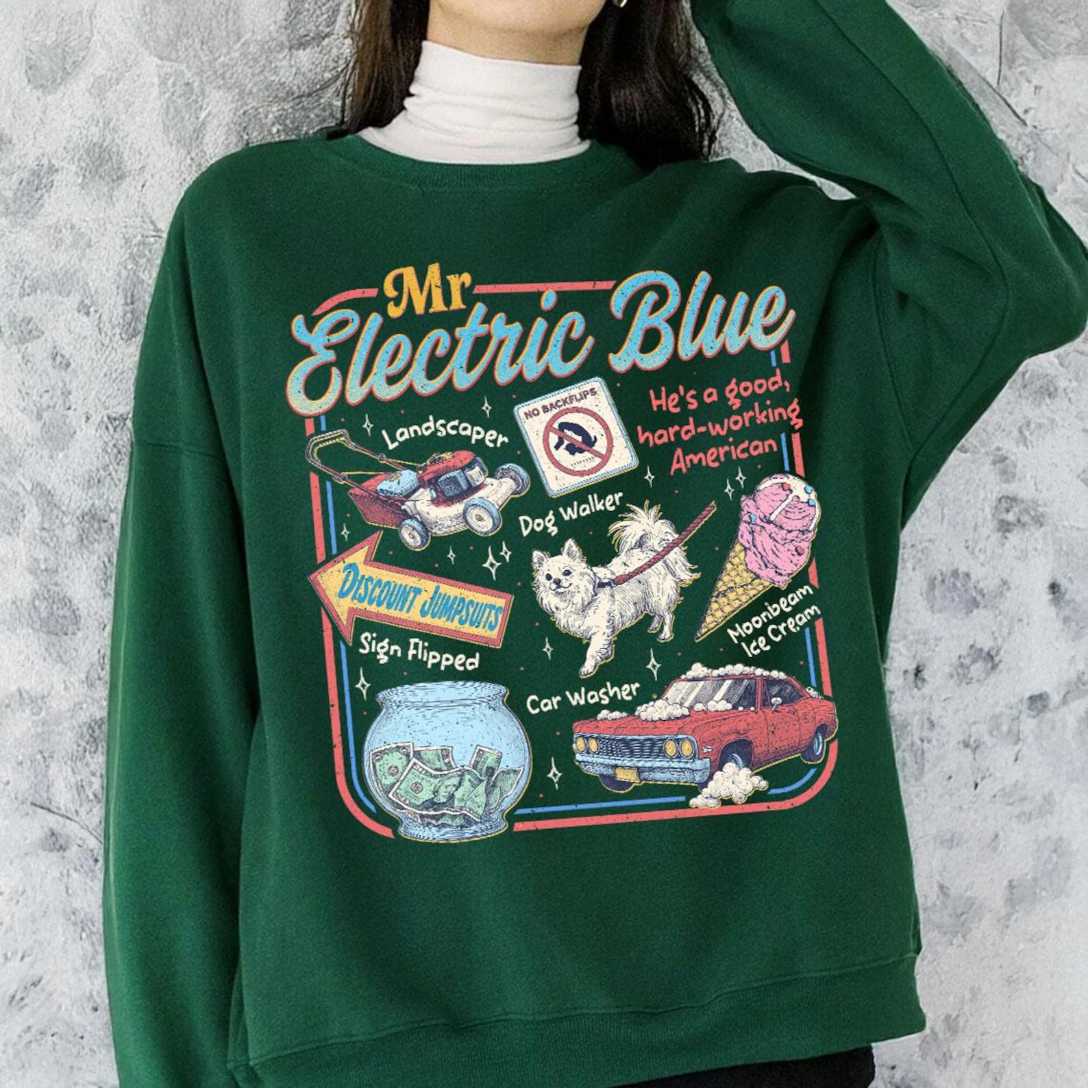 Mr Electric Blue T Shirt, Moonbeam Ice Cream Sweatshirt, America Concert Tour Tee, Tour Album 2025 Concert Tee - Image 3