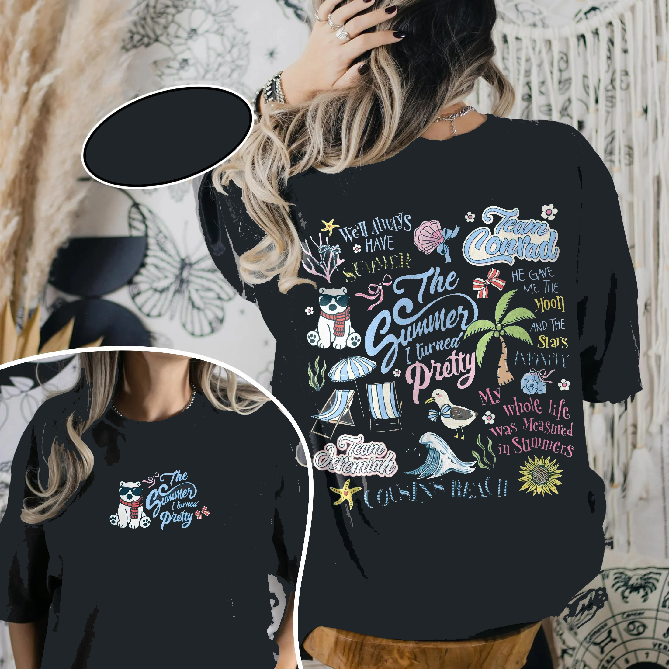 Summer I Turned Pretty 2 Sided Shirt, Team Conrad Team Jeremiah, Cousins Beach Tee, Summer Vibes, Bookish Merch - Image 4