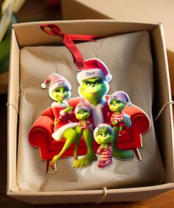 Alternative view of Custom Grinch Family Ornament 2025, Funny Christmas Ornament, Personalized Family Christmas Ornament