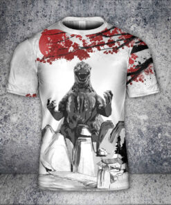 Alternative view of Godzilla All Over Print T-shirt - Eastern Style 3D Art Crewneck Tee