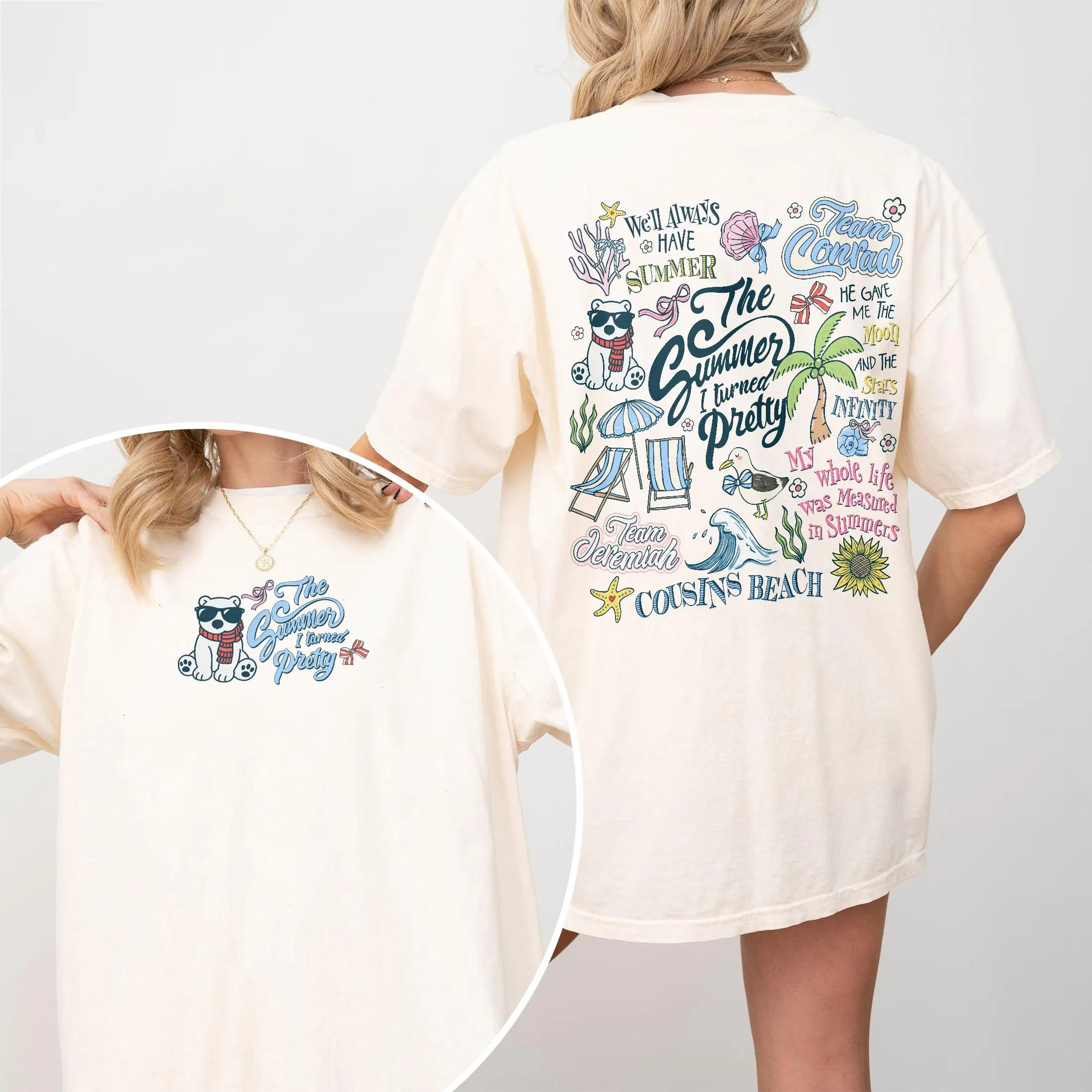 Summer I Turned Pretty 2 Sided Shirt, Team Conrad Team Jeremiah, Cousins Beach Tee, Summer Vibes, Bookish Merch - Image 5