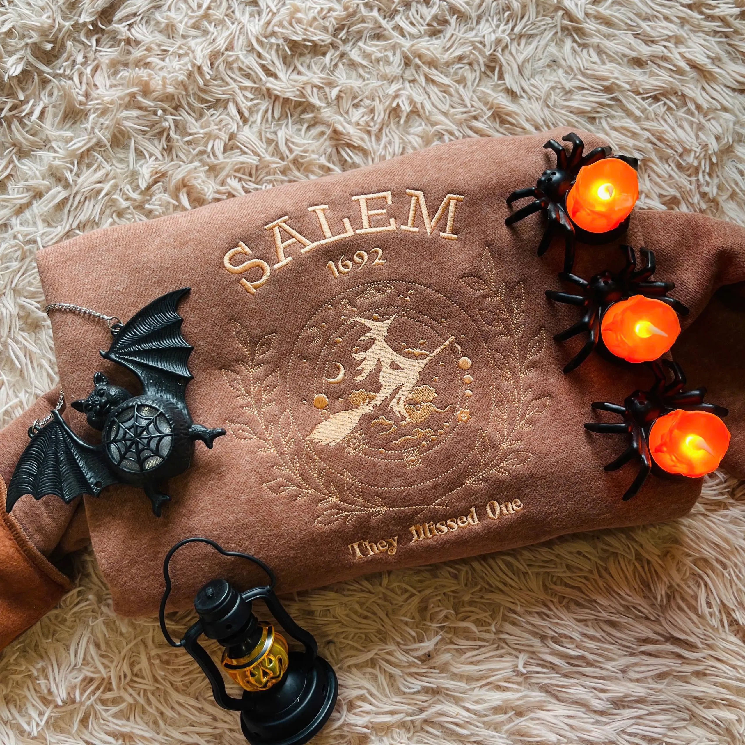 Salem They Missed One Embroidered Sweatshirt, Salem Witch Crewneck, Halloween Outfit Apparel