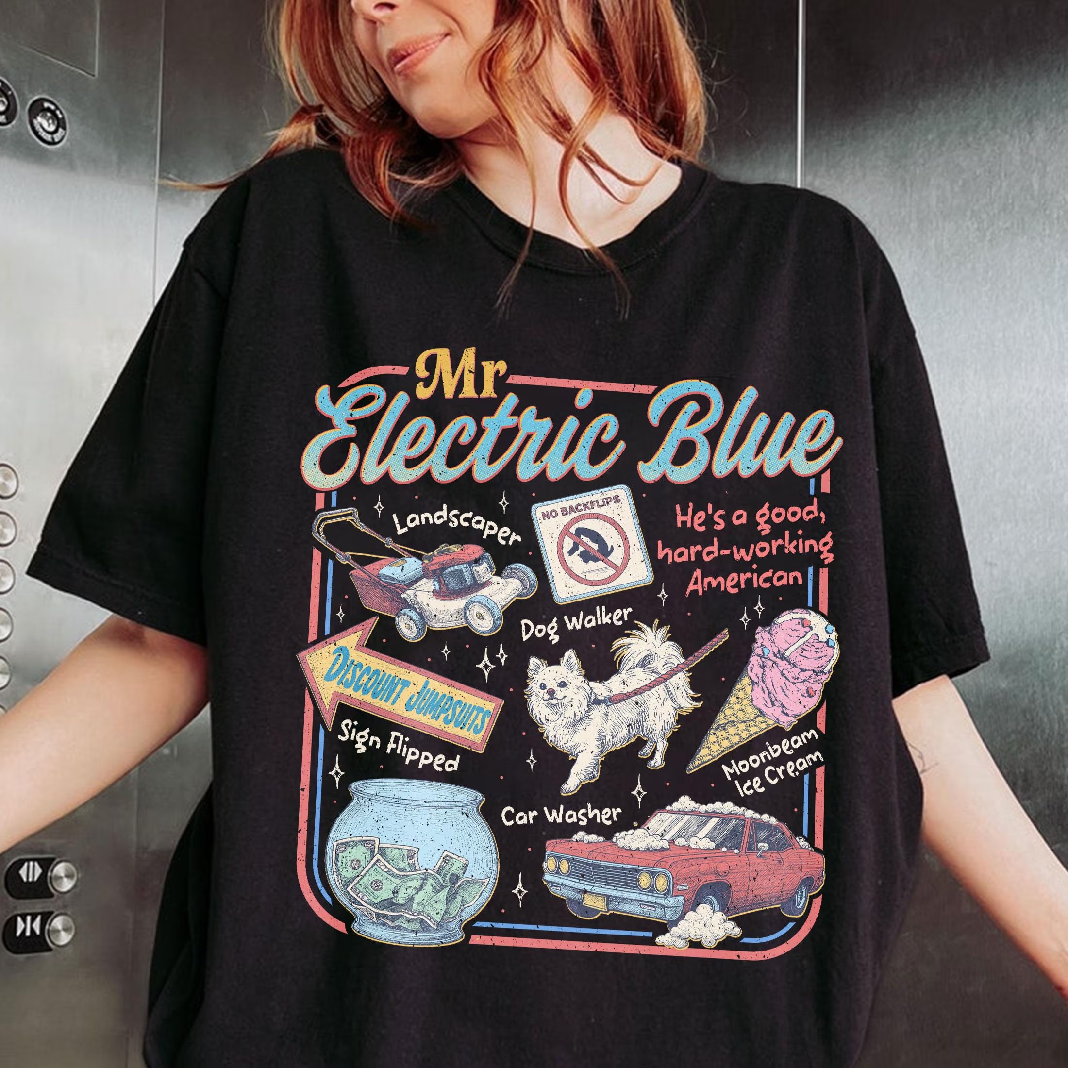 Mr Electric Blue T Shirt, Moonbeam Ice Cream Sweatshirt, America Concert Tour Tee, Tour Album 2025 Concert Tee - Image 4