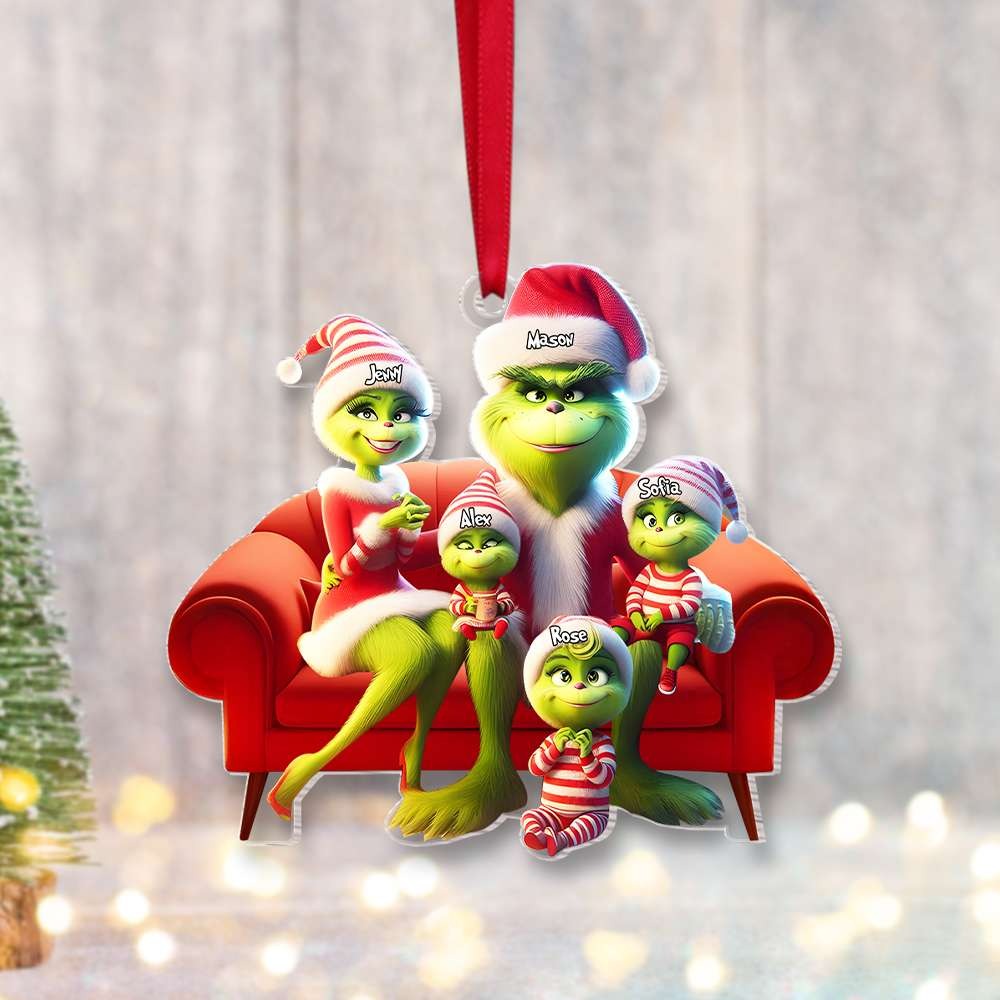 Custom Grinch Family Ornament 2025, Funny Christmas Ornament, Personalized Family Christmas Ornament - Image 3