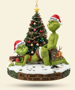 Alternative view of The Grinch Ornament, Merry Grinchmas Ornament, Funny Grinch Monster Ornament, Personalized Green Monster Couple Christmas