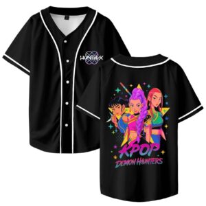 Custom Color Kpop Demon Hunters Merch Baseball Jersey Shirt V-Neck Women Men Short Sleeve Streetwear Clothes