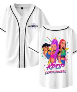 Alternative view of Custom Color Kpop Demon Hunters Merch Baseball Jersey Shirt V-Neck Women Men Short Sleeve Streetwear Clothes