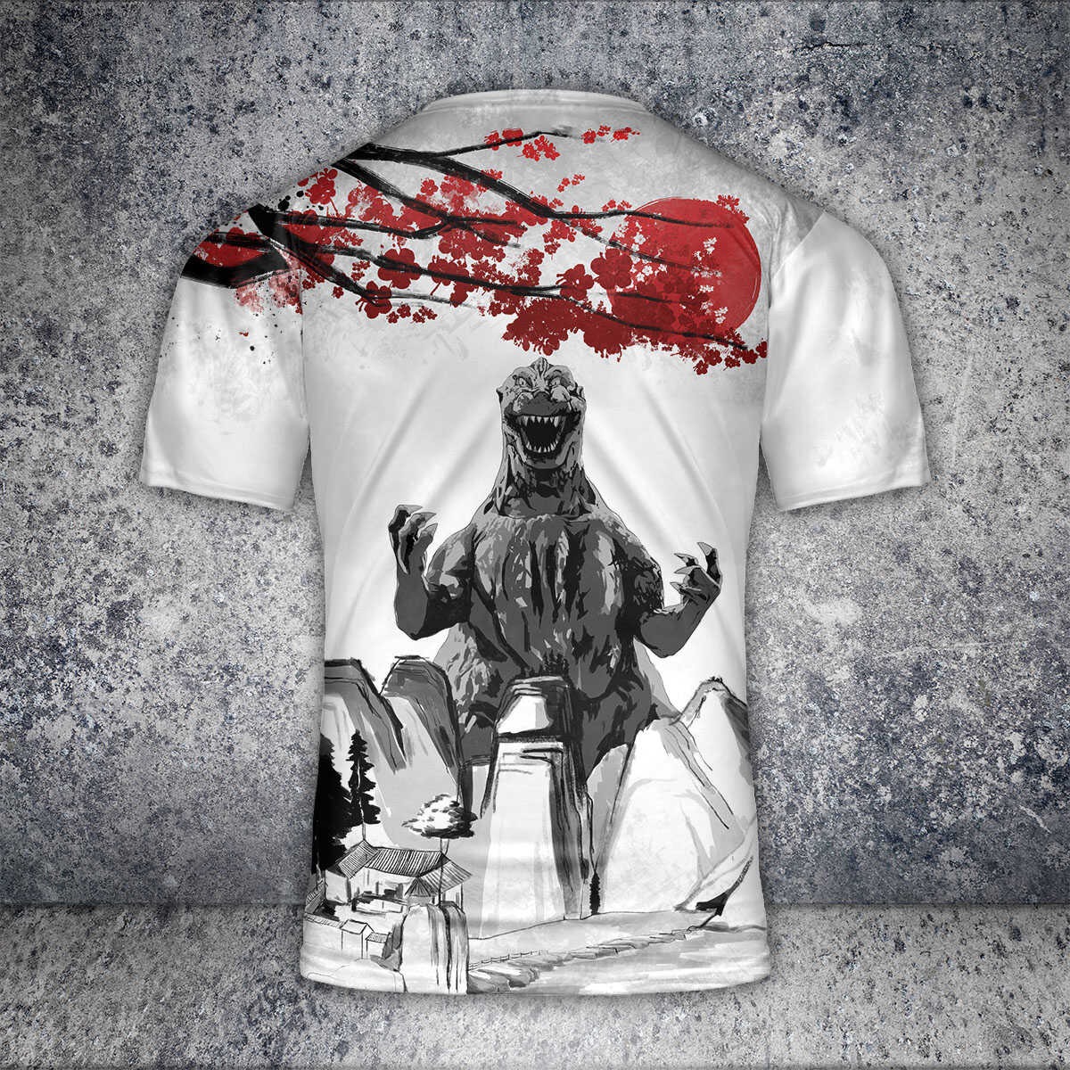 Godzilla All Over Print T-shirt - Eastern Style 3D Art Crewneck Tee - Image 3