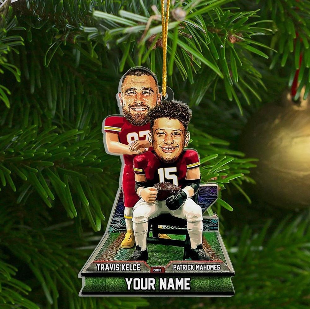 Custom Chiefs Football Christmas Ornament Travis Kelce Patrick Mahomes Step Brothers Kansas City Shape Ornament - Image 2