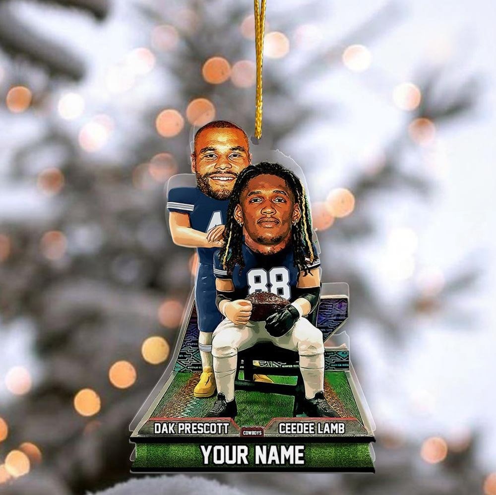 Custom Cowboys Football Christmas Ornament Dak Prescott Ceedee Lamb Step Brothers Dallas Funny Shape Ornament - Image 2