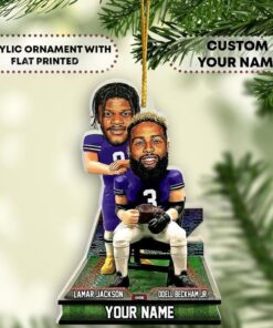 Custom Ravens Football Christmas Ornament Lamar Jackson Odell Beckham Jr Step Brothers Baltimore Shape Ornament