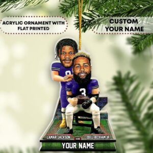 Custom Ravens Football Christmas Ornament Lamar Jackson Odell Beckham Jr Step Brothers Baltimore Shape Ornament
