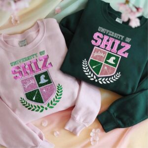 Shiz University – Wicked Movie Elphaba & Glinda Wizard of Oz Emerald City Hoodie Tshirt Embroidery