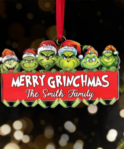 Custom Grinch Family Ornament, Funny Christmas Ornament, Grinchmas Family Xmas Tree Decor
