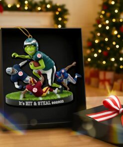 Personalized Grinch Football Ornament, Custom Grinchmas Team Gift