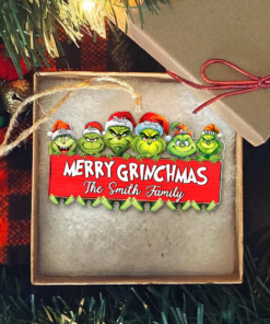 Alternative view of Custom Grinch Family Ornament, Funny Christmas Ornament, Grinchmas Family Xmas Tree Decor