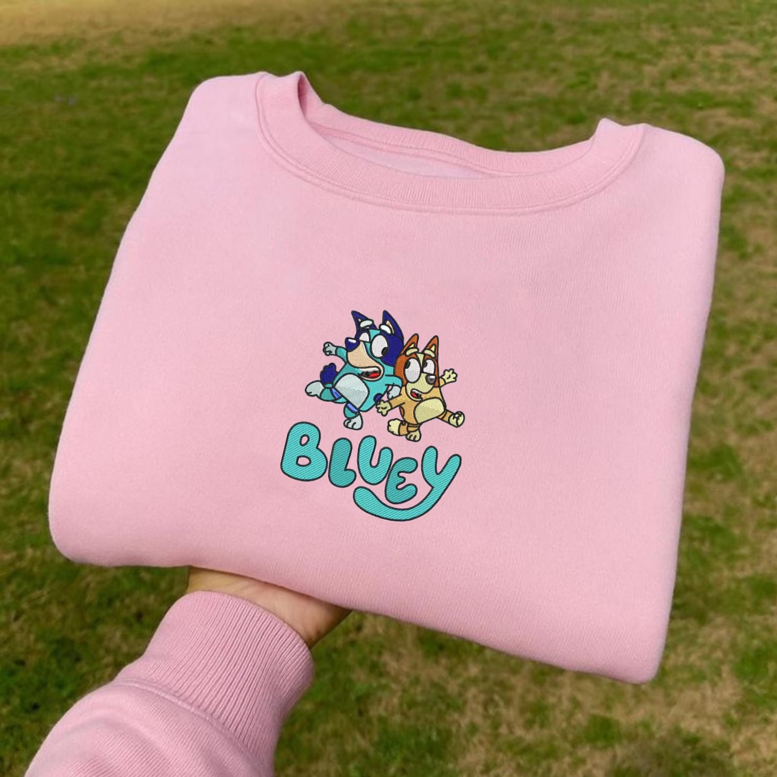 Bluey & Bingo Sweatshirt, Embroidered Cartoon Dog Crewneck, Family Matching Pullover, Holiday Cartoon Apparel - Image 2
