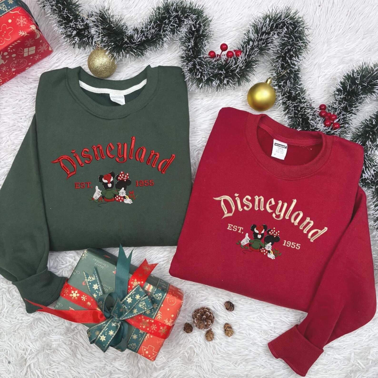 Mickey Mouse And Friends Embroidered Crewneck, Magical Land Embroidered Christmas Sweatshirt, Disney Christmas Embroidered Shirt
