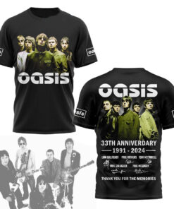 Oasis 33rd Anniversary 1991-2024 Thank You For The Memories 3D Shirt