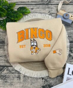 Alternative view of Funny Family Dog Bluey Embroidered Sweatshirt, Cute Dog Bluey Sweater, Cute Bingo Embroidered Hoodie (Custom)