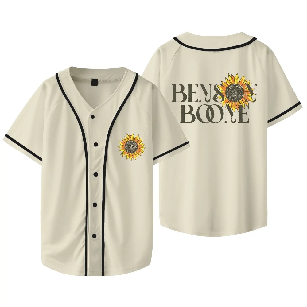 Benson Boone Sunflower Merch Baseball T-shirts Fireworks and Rollerblades Tour Jersey Unisex Fashion Casual Jacket - Image 6