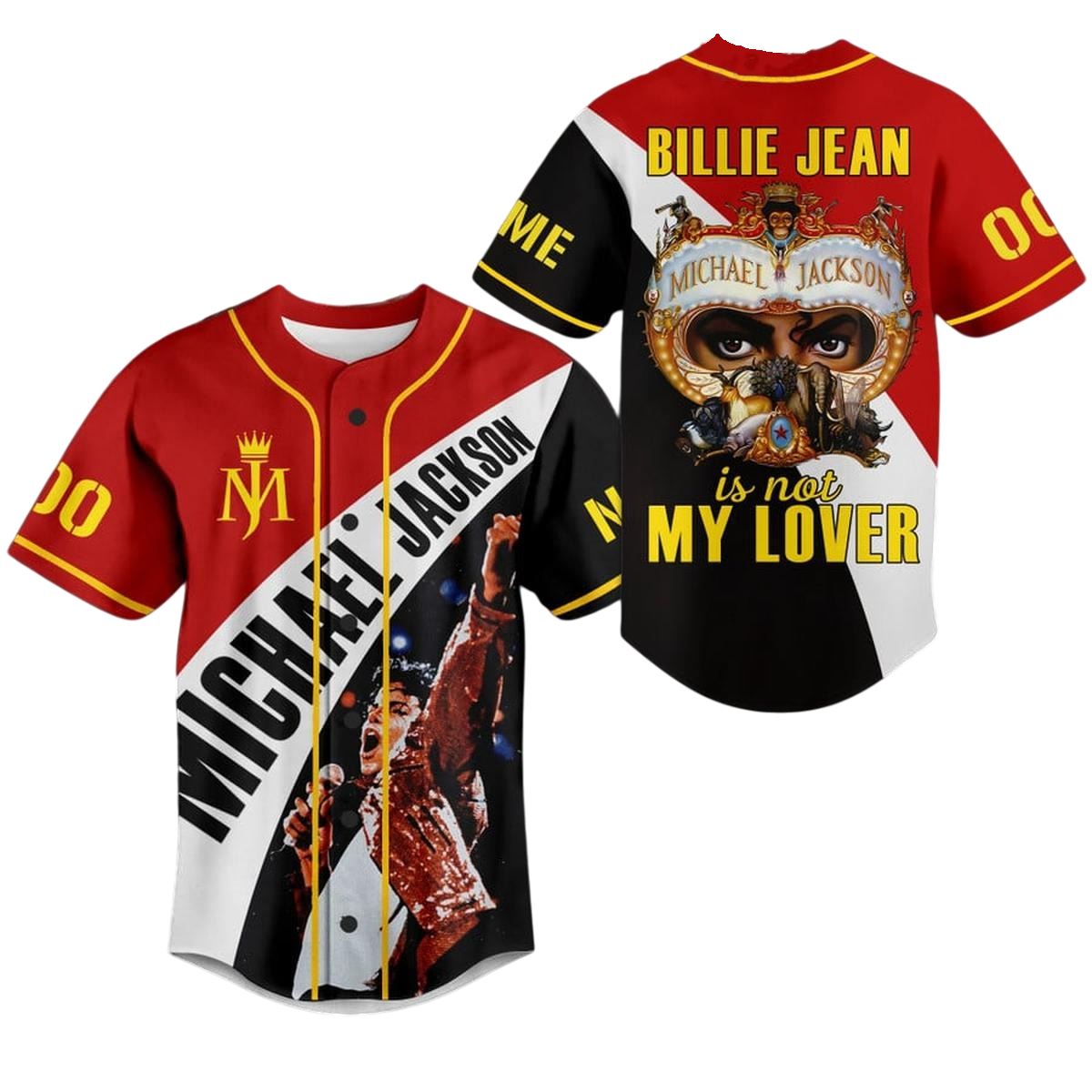 Michael Jackson Billie Jean Is Not My Lover Personalized Baseball Jersey