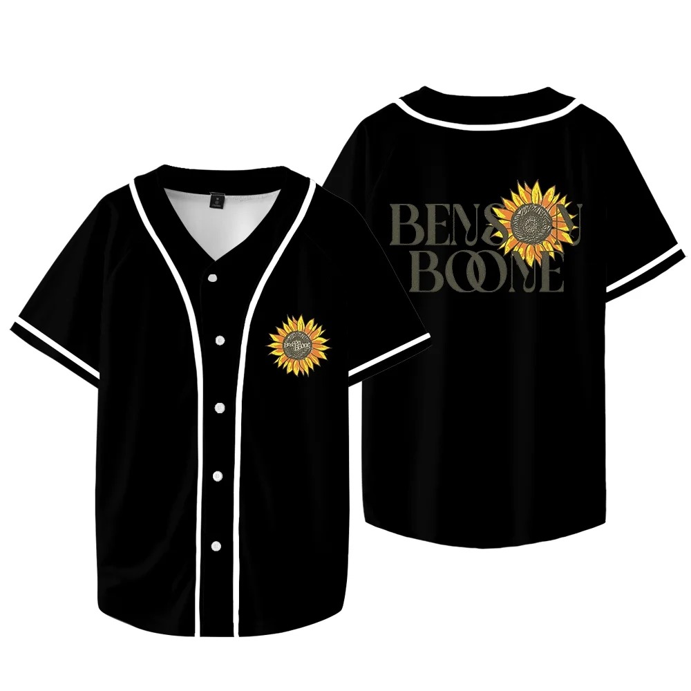 Benson Boone Sunflower Merch Baseball T-shirts Fireworks and Rollerblades Tour Jersey Unisex Fashion Casual Jacket