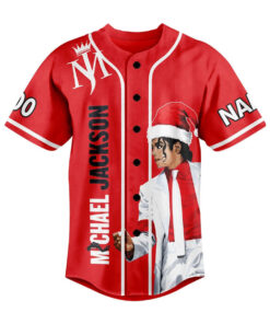 Alternative view of Michael Jackson Christmas Is The Time To Say I Love You Personalized Baseball Jersey