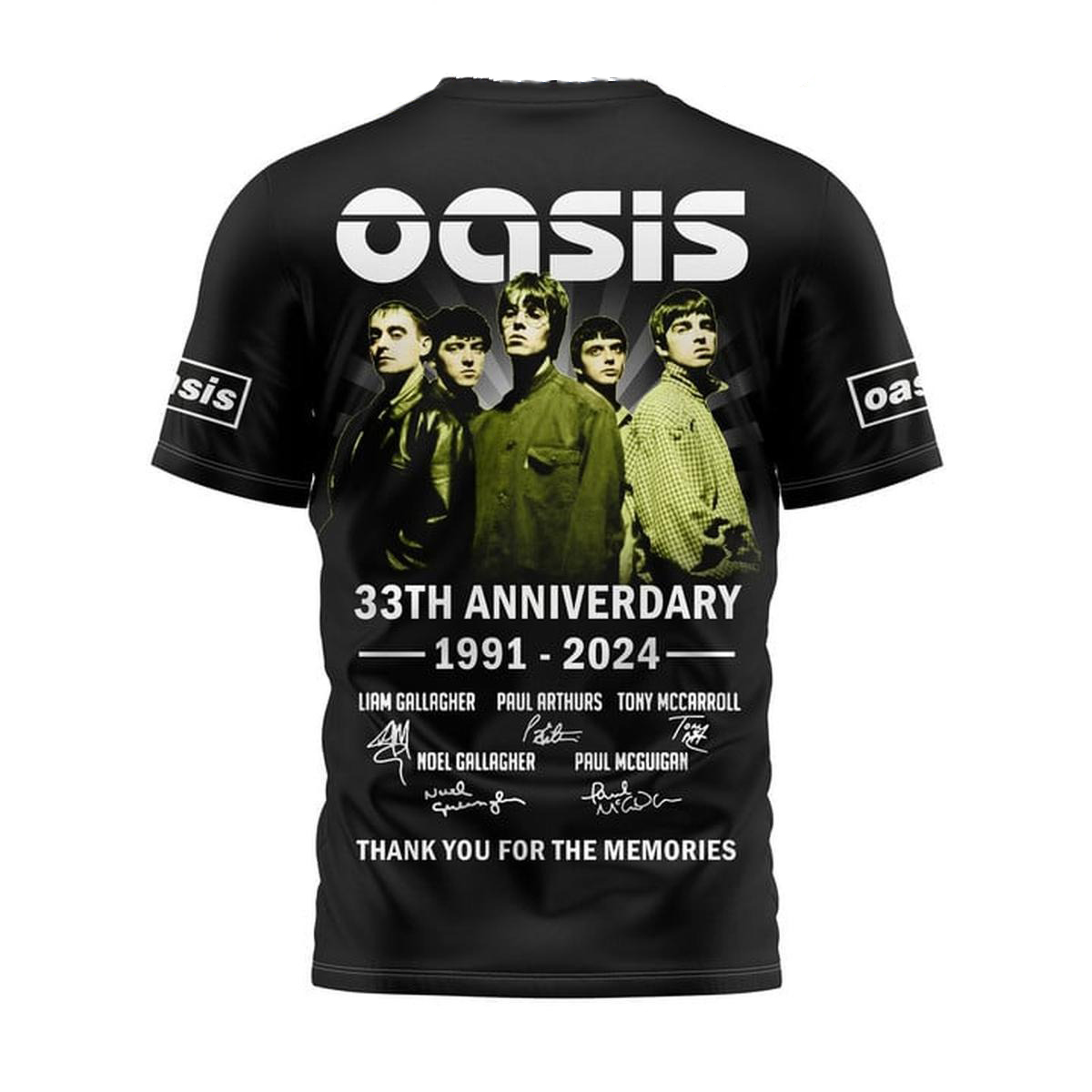 Oasis 33rd Anniversary 1991-2024 Thank You For The Memories 3D Shirt - Image 3