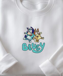 Bluey & Bingo Sweatshirt, Embroidered Cartoon Dog Crewneck, Family Matching Pullover, Holiday Cartoon Apparel