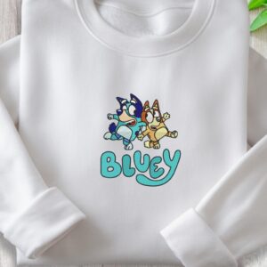 Bluey & Bingo Sweatshirt, Embroidered Cartoon Dog Crewneck, Family Matching Pullover, Holiday Cartoon Apparel