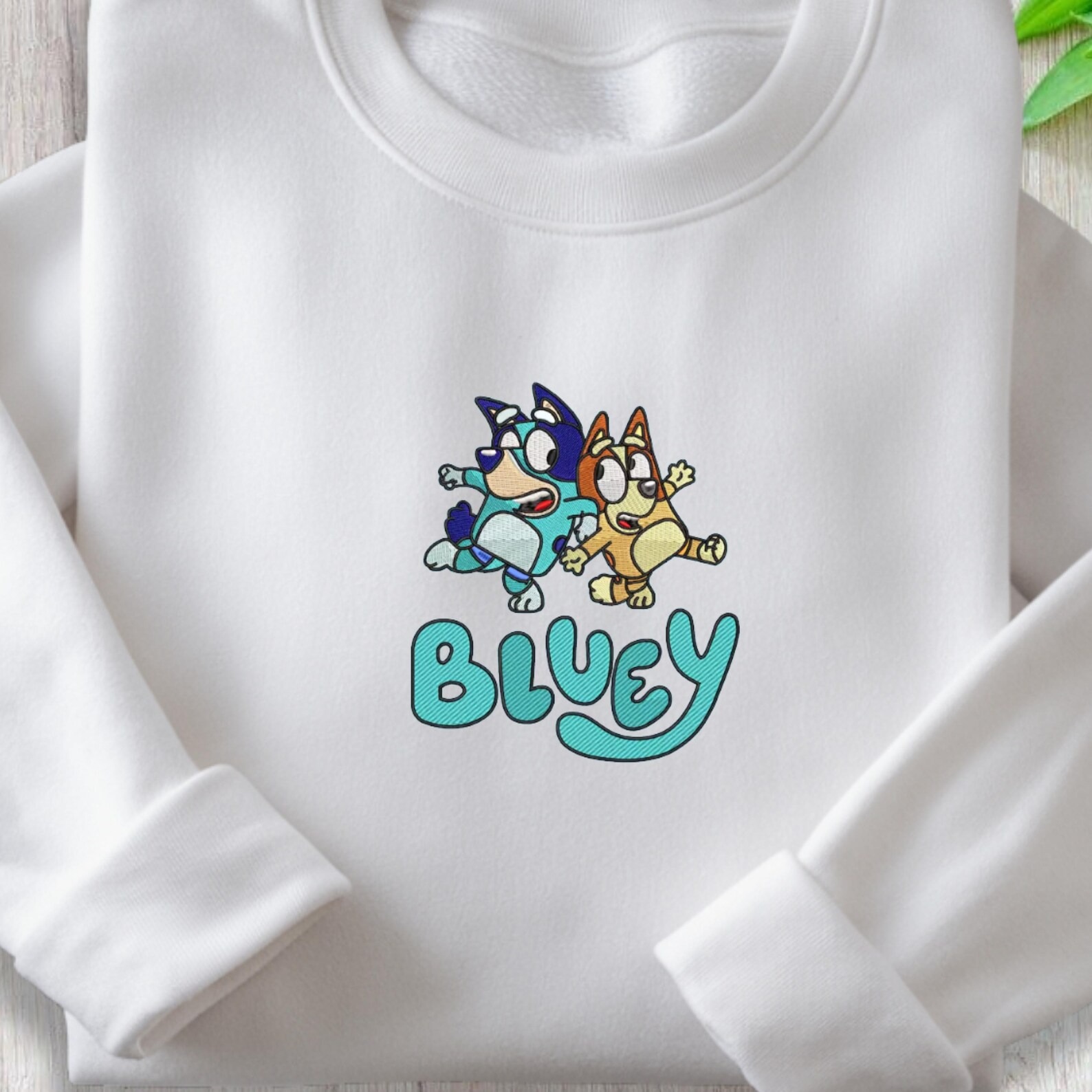Bluey & Bingo Sweatshirt, Embroidered Cartoon Dog Crewneck, Family Matching Pullover, Holiday Cartoon Apparel