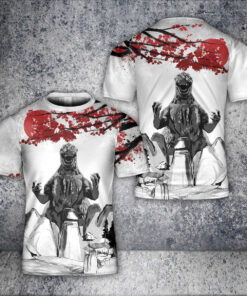 Godzilla All Over Print T-shirt - Eastern Style 3D Art Crewneck Tee