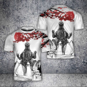 Godzilla All Over Print T-shirt - Eastern Style 3D Art Crewneck Tee