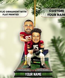 Custom Chiefs Football Christmas Ornament Travis Kelce Patrick Mahomes Step Brothers Kansas City Shape Ornament