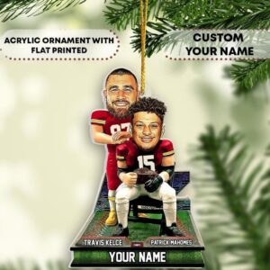 Custom Chiefs Football Christmas Ornament Travis Kelce Patrick Mahomes Step Brothers Kansas City Shape Ornament